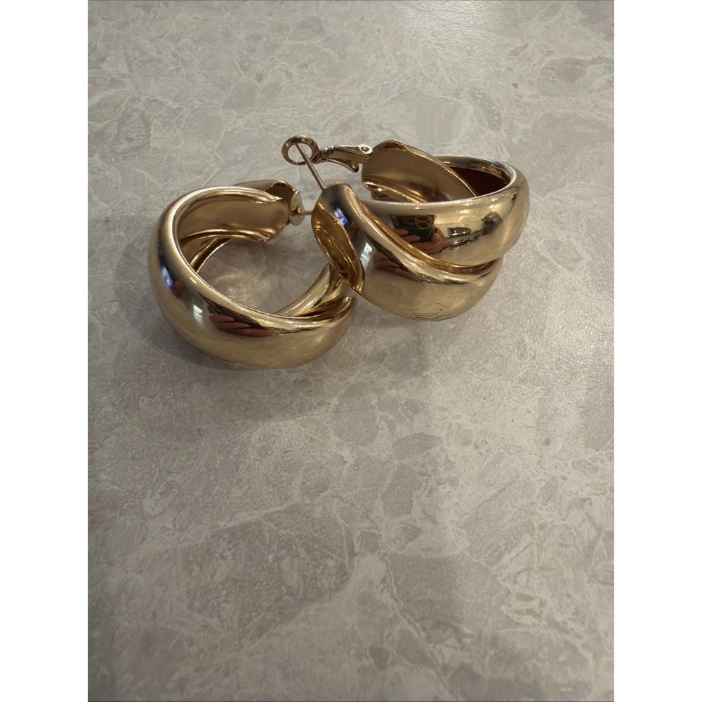 Vintage Gold 1980S Hoops Pierced Earrings Fun Classic. Fun Way To Party 80s Fad